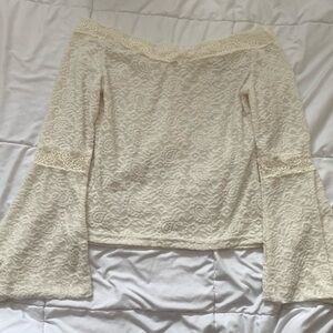white lace bell sleeve top